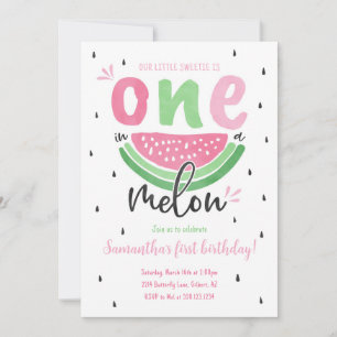 En i Melon Watermelon 1:a födelsedagsinbjudan Inbjudningar