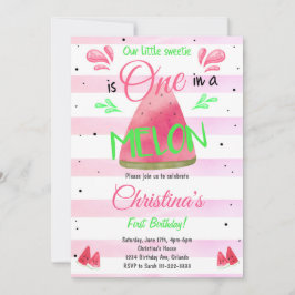 En i Melon Watermelon 1:a födelsedagsinbjudan Inbjudningar