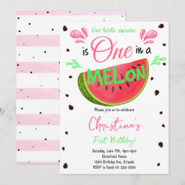 En i Melon Watermelon 1:a födelsedagsinbjudan Inbjudningar