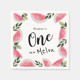 En i Melon Watermelon 1st Birthday Papper Pappersservett