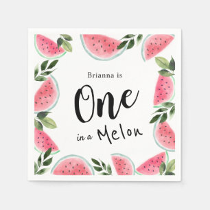 En i Melon Watermelon 1st Birthday Papper Pappersservett
