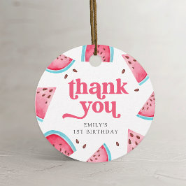 En i Melon Watermelon 1st Birthday Tack Gåvor Etiketter