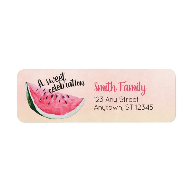 En i Melon Watermelon Birthday-Adressetiketter Returadress Etikett (Framsidan)