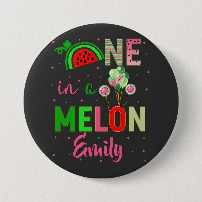 En i Melon Watermelon Birthday Girl Knapp (Framsida)
