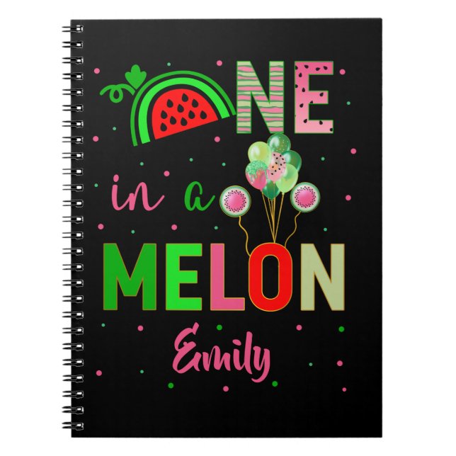 En i Melon Watermelon Birthday Girl Matching  Anteckningsbok (Framsidan)
