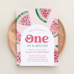 En i Melon Watermelon Birthday Inbjudningar<br><div class="desc">Fira din lilla med den här "en i en melon"-vattenmeloninbjudan till födelsedag.</div>