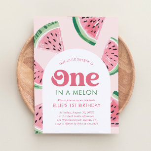 En i Melon Watermelon Birthday Inbjudningar