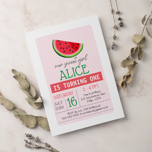 En i Melon Watermelon Birthday Inbjudningar