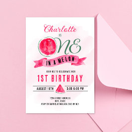 En i Melon Watermelon Birthday Inbjudningar