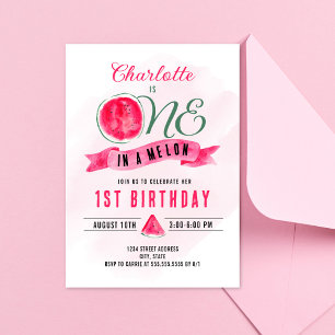 En i Melon Watermelon Birthday Inbjudningar