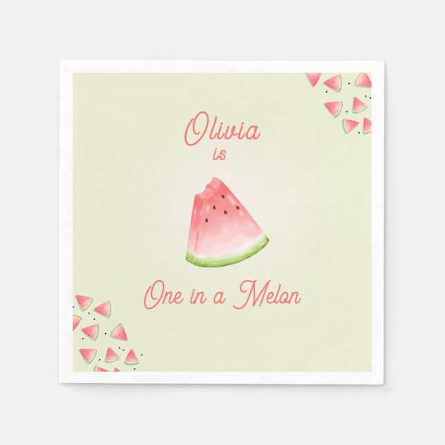 En i Melon Watermelon Birthday Pappersservett (Framsidan)