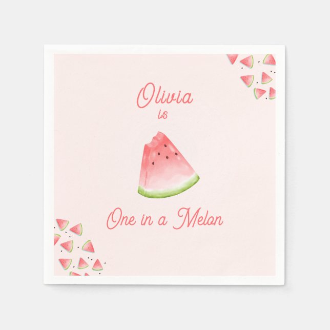 En i Melon Watermelon Birthday Pappersservett (Framsidan)