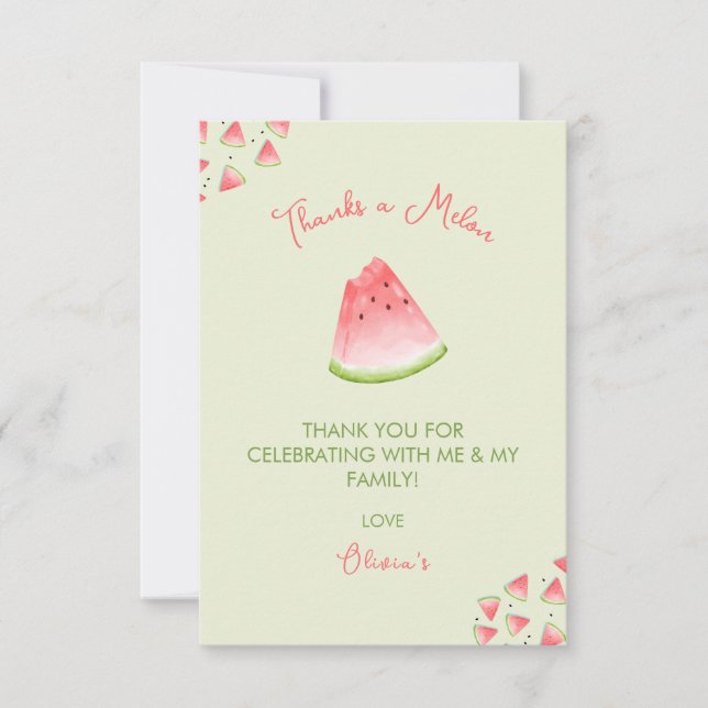 En i Melon Watermelon Birthday Tack Kort (Framsida)