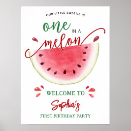 En i Melon Watermelon Birthday Välkomna Poster