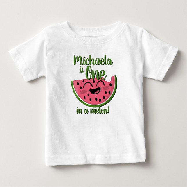 En i Melon Watermelon Cute Första födelsedagen T Shirt (Framsida)