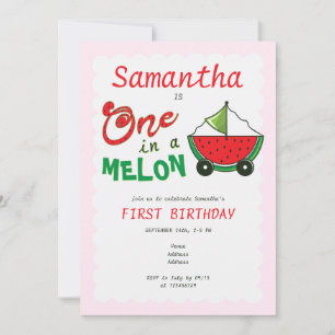 En i Melon Watermelon Cute Leksak 1:a födelsedagen Inbjudningar