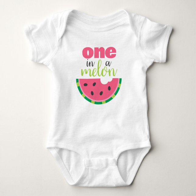 En i Melon Watermelon Flicka Första födelsedagen T Shirt (Framsida)