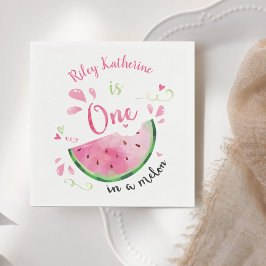 En i Melon Watermelon Födelsedagsfest Papper Pla Pappersservett