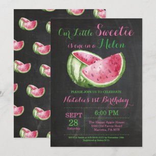 En i Melon Watermelon Första födelsedag Inbjudan