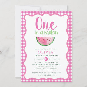 En i Melon Watermelon Första födelsedag Inbjudningar