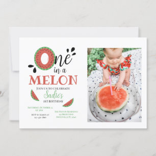 En i Melon Watermelon Första födelsedag Inbjudningar