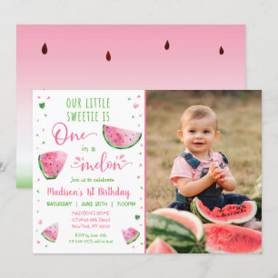 En i Melon Watermelon Första födelsedag Inbjudningar