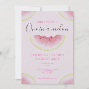 En i Melon Watermelon Första födelsedag Inbjudningar