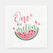En i Melon Watermelon Första födelsedag Napkins