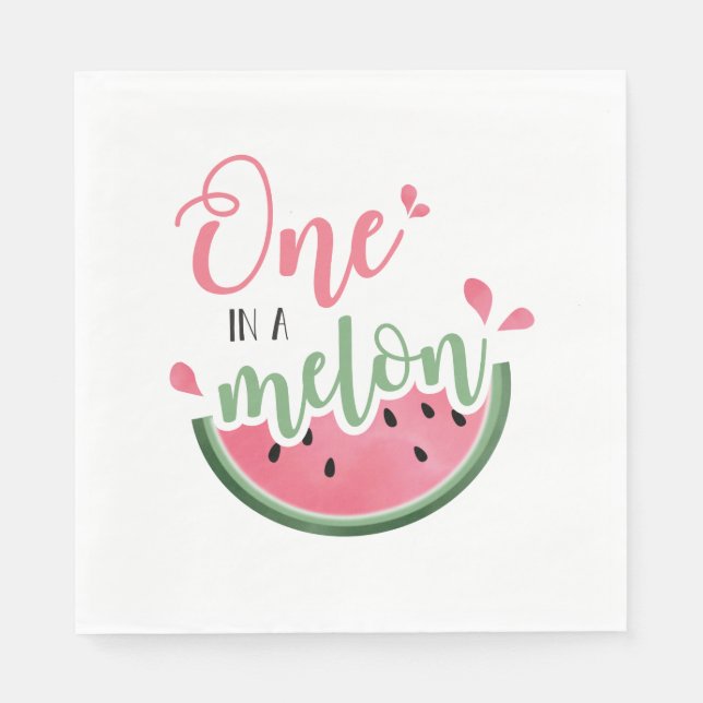 En i Melon Watermelon Första födelsedag Napkins Pappersservett (Framsidan)