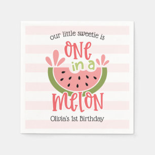 En i Melon Watermelon Första födelsedag Pappersservett