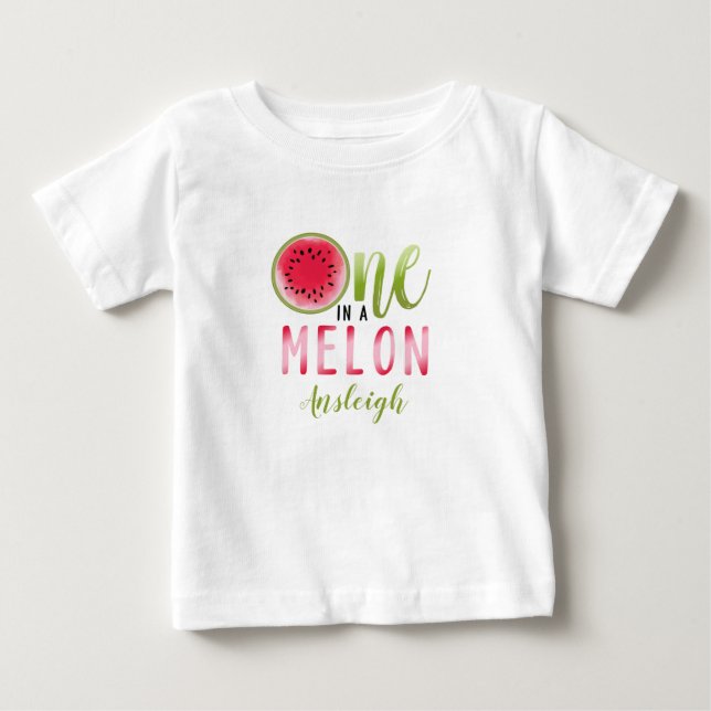 En i Melon Watermelon Första födelsedag T Shirt (Framsida)