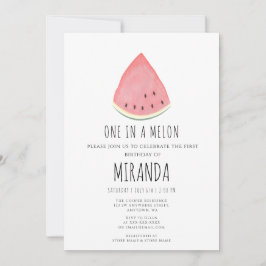 En i Melon Watermelon Första Födelsedagsfesten Inbjudningar