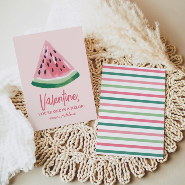 En i Melon Watermelon Kids Valentines day Anteckningskort (Skapare uppladdad)