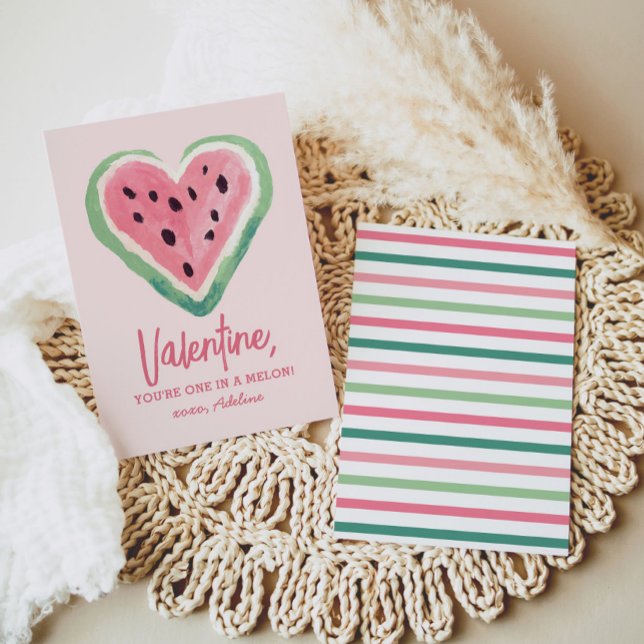 En i Melon Watermelon Kids Valentines day Anteckningskort (Skapare uppladdad)