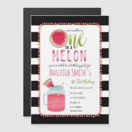 En i Melon Watermelon Mason Burk första födelsedag Magnetisk Inbjudningskort