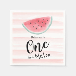 En i Melon Watermelon Rand 1:a födelsedagen Pappersservett