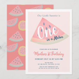 En i Melon Watermelon Rosa 1:a födelsedagen Inbjudningar
