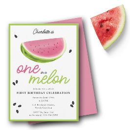 En i Melon Watermelon Sommar 1:a födelsedagen Inbjudningar