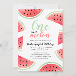 En i Melon Watermelon Sommar första födelsedagen Inbjudningar