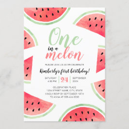 En i Melon Watermelon Sommar första födelsedagen Inbjudningar
