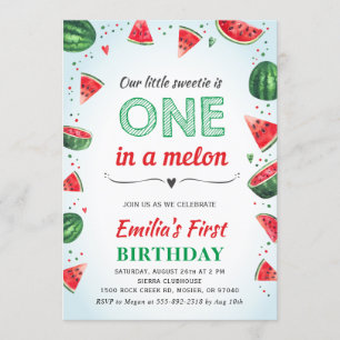 En i Melon Watermelon SommarFödelsedagsfest Inbjudningar