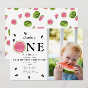 En i Melon Watermelon Sommarfoto Inbjudningar