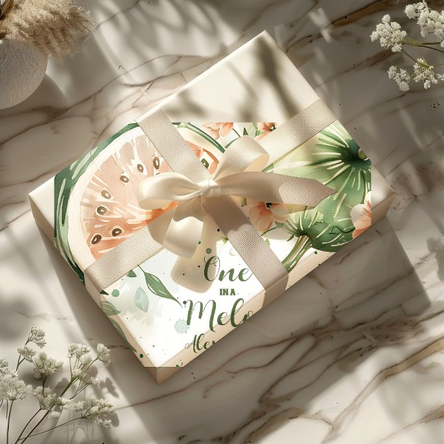 En i Melon Watermelon Watercolor 1:a födelsedagen Presentpapper (Skapare uppladdad)