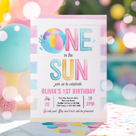 En i Sol 1:a födelsedagen Bassäng Party Inbjudningar