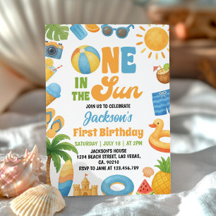 En i Sol 1:a födelsedagen Party Inbjudningar