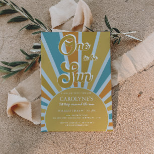 En i Sol, matad regnbåge 1:a födelsedag Inbjudningar