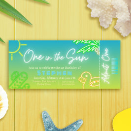 En i Sol - pojke 1:a födelsedagen Biljett Inbjudningar