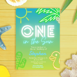 En i Sol - pojke 1:a födelsedagen Inbjudningar