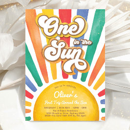 En i Sol Rainbow Sunshine 1:a födelsedagen Party Inbjudningar