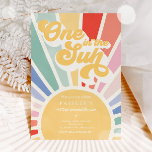En i Sol Sunshine 1:a födelsedag Mute Rainbow Inbjudningar